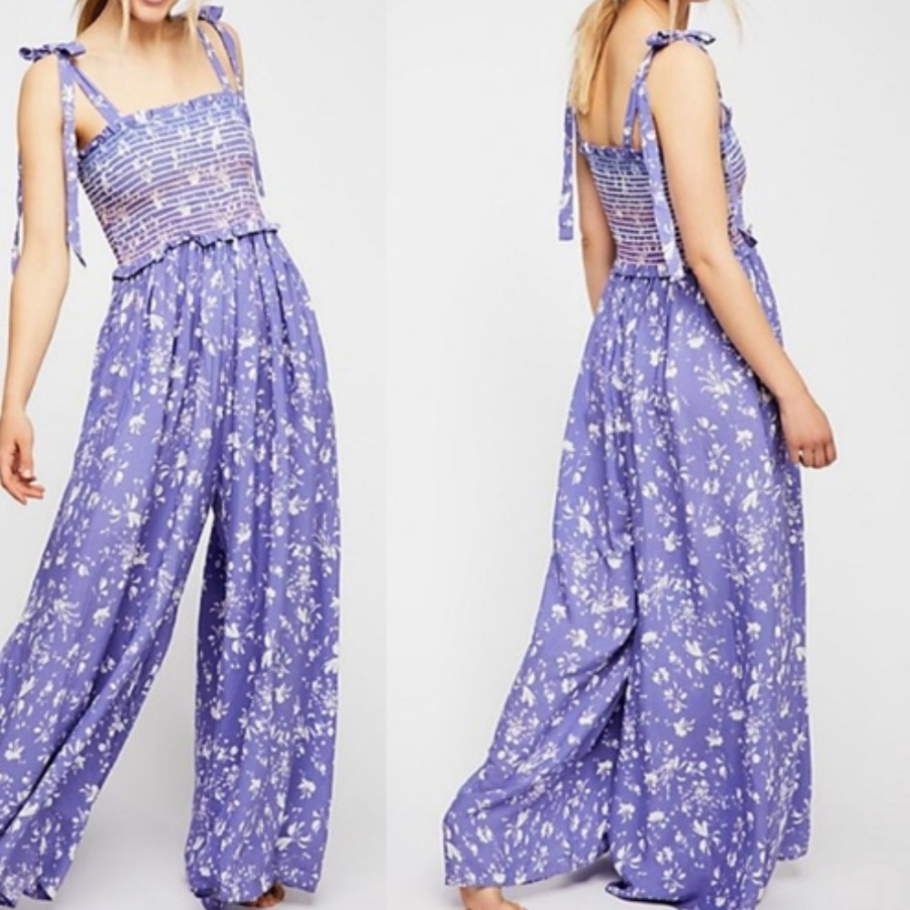 Free People floral jumpsuit XS purple